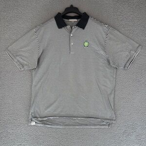 Peter Millar men’s XL short sleeve golf polo shirt Black & White Striped stretch